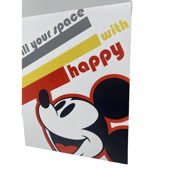 Hallmark Disney Mickey Mouse "Fill Your Space With Happy" Wooden Quote Sign, New - Picture 3 of 11